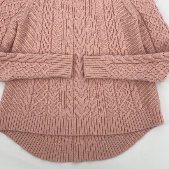 Ann Taylor Fisherman's Cable Alpaca Wool‎ Blend High Low Sweater Pullover Pink S - Picture 3 of 9